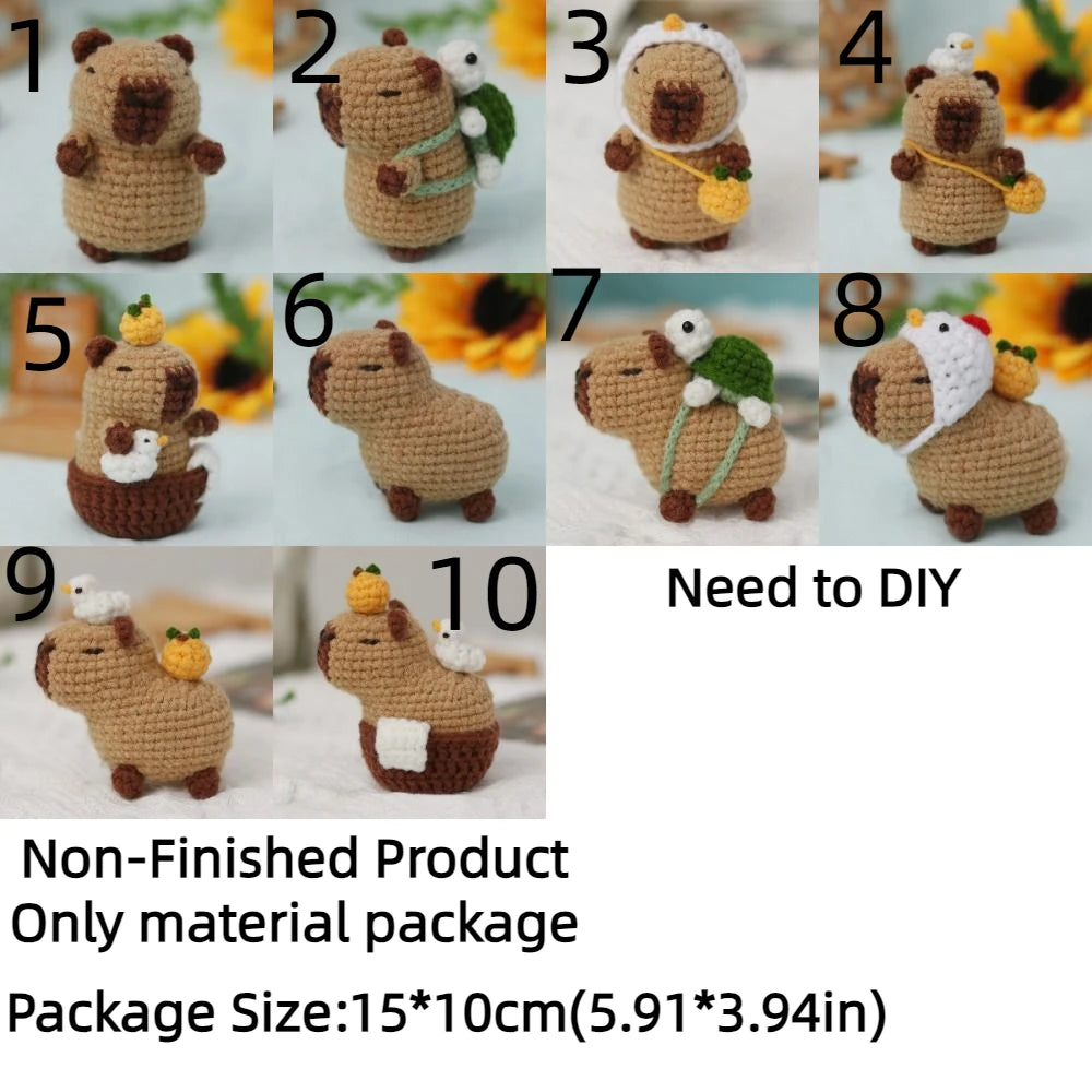 1PC Cute Beginner Crochet Stuffed Animal Kit Handmade with Crochet Hooks Capybara DIY Crochet Kit DIY Set Guinea Pig Yarn Set