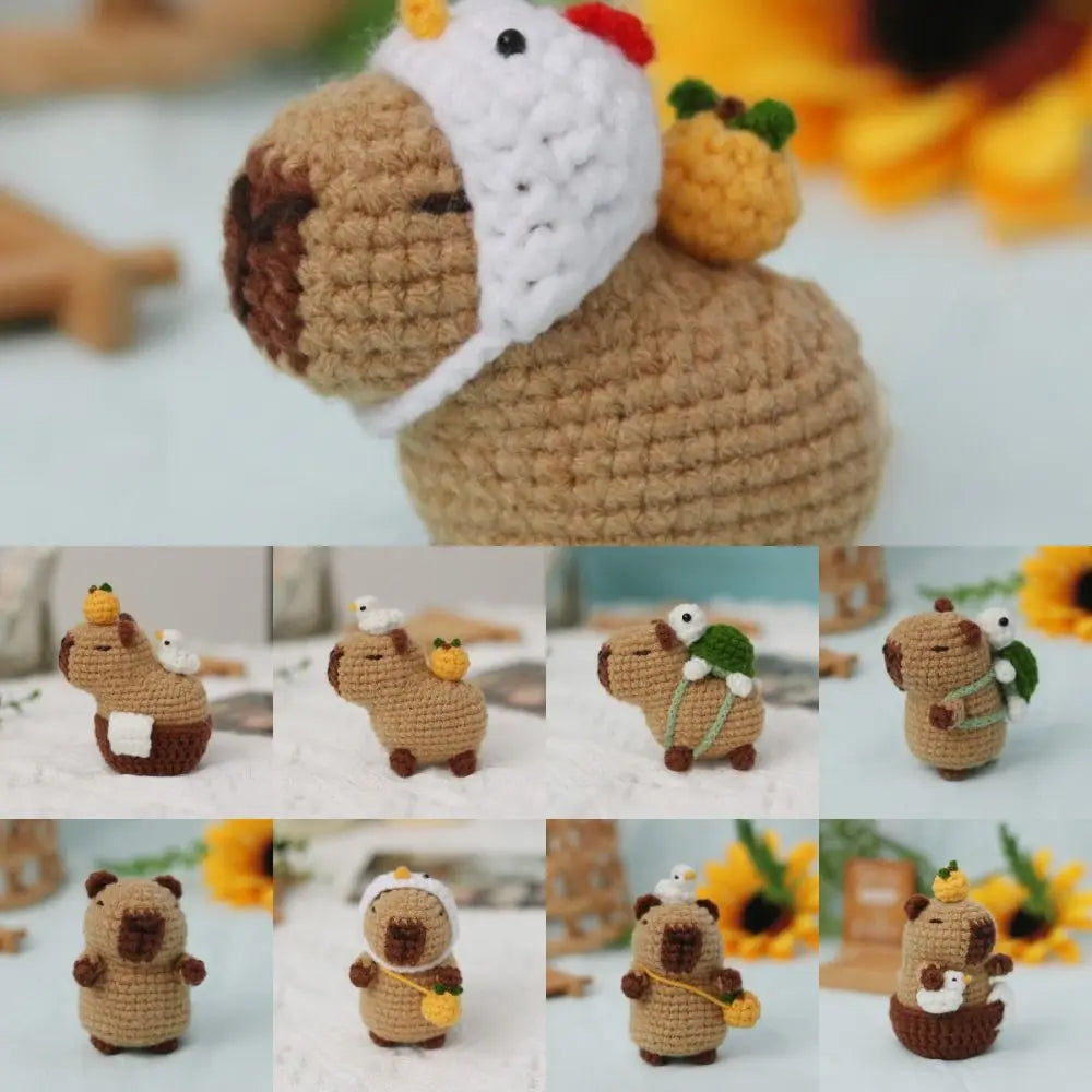 1PC Cute Beginner Crochet Stuffed Animal Kit Handmade with Crochet Hooks Capybara DIY Crochet Kit DIY Set Guinea Pig Yarn Set