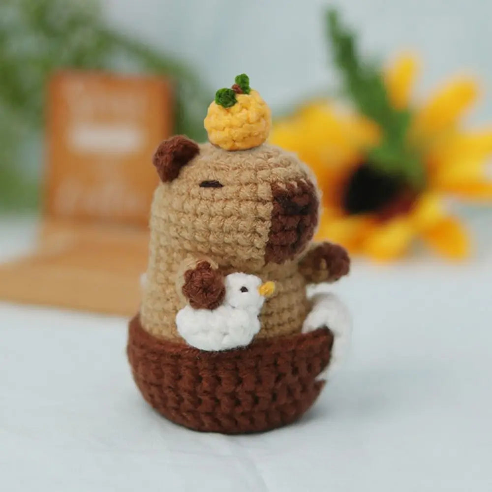 1PC Cute Beginner Crochet Stuffed Animal Kit Handmade with Crochet Hooks Capybara DIY Crochet Kit DIY Set Guinea Pig Yarn Set