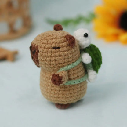 1PC Cute Beginner Crochet Stuffed Animal Kit Handmade with Crochet Hooks Capybara DIY Crochet Kit DIY Set Guinea Pig Yarn Set