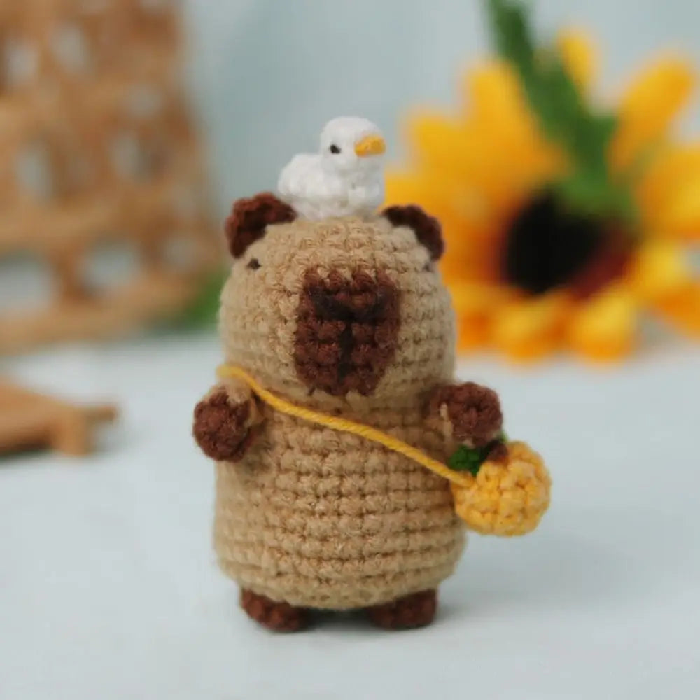 1PC Cute Beginner Crochet Stuffed Animal Kit Handmade with Crochet Hooks Capybara DIY Crochet Kit DIY Set Guinea Pig Yarn Set