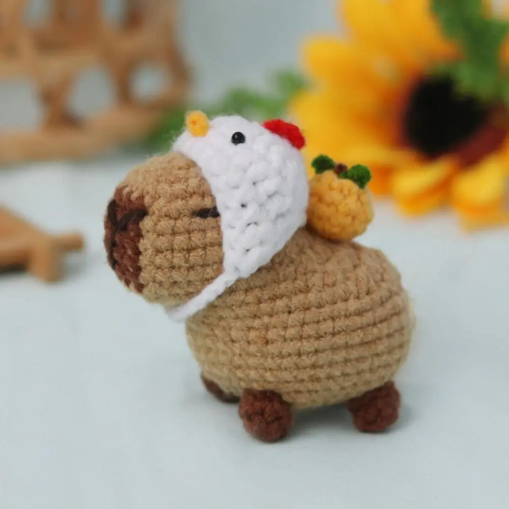1PC Cute Beginner Crochet Stuffed Animal Kit Handmade with Crochet Hooks Capybara DIY Crochet Kit DIY Set Guinea Pig Yarn Set